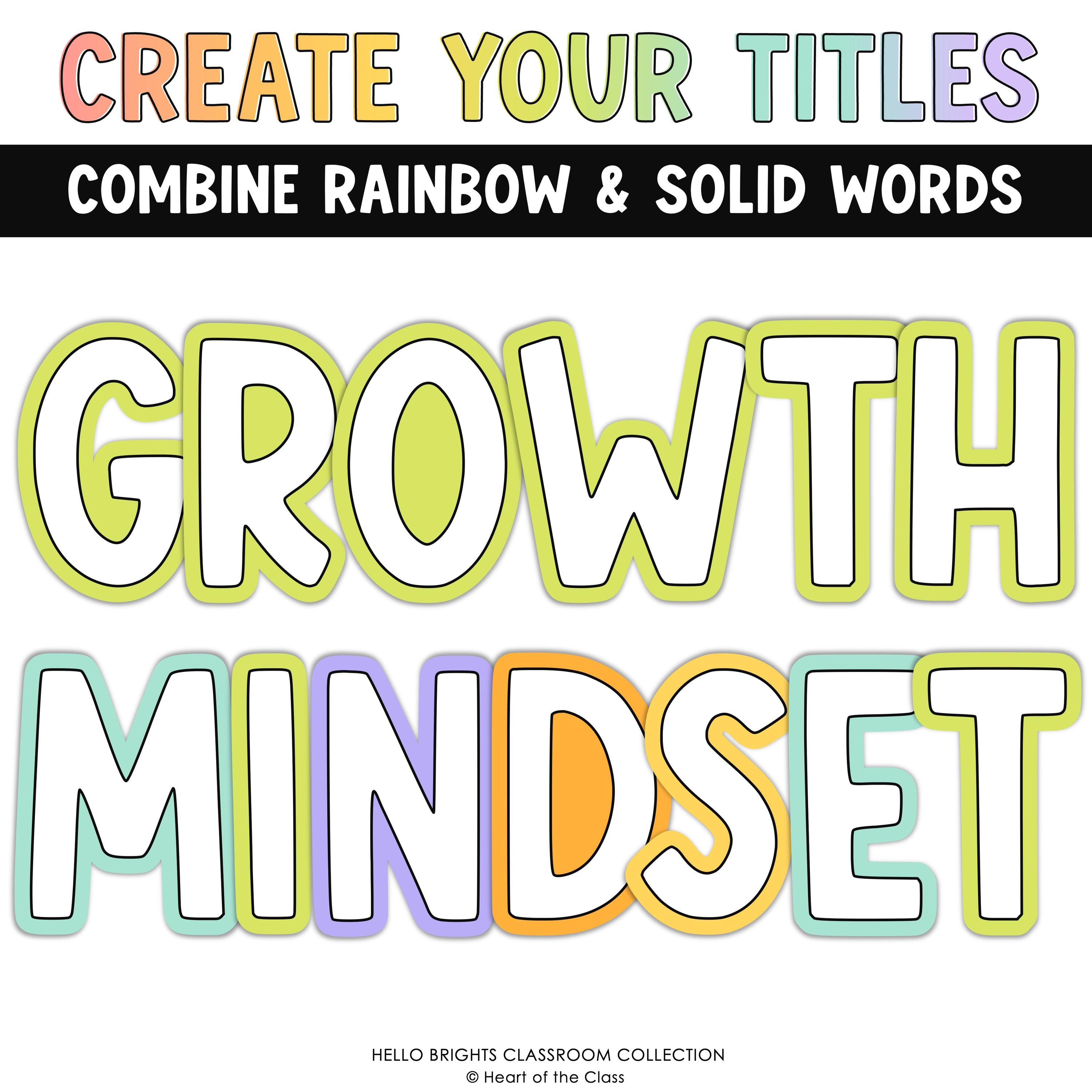 Growth Mindset Bulletin Board Display Title with Printable Bulletin Board Letters
