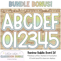 Calm Rainbow Glow Bulletin Board Letters and Numbers in Hello Calm Classroom Decor Bundle