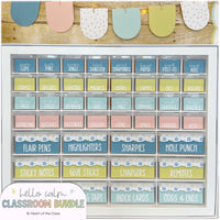 Hello Calm Pastel Classroom Decor Bundle Teacher Toolbox Labels with Editable Text