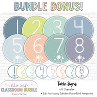 Classroom Table Signs in Calm Classroom Colors