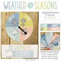 Hello Calm Pastel Classroom Calendar Weather Cards and Weather Wheel