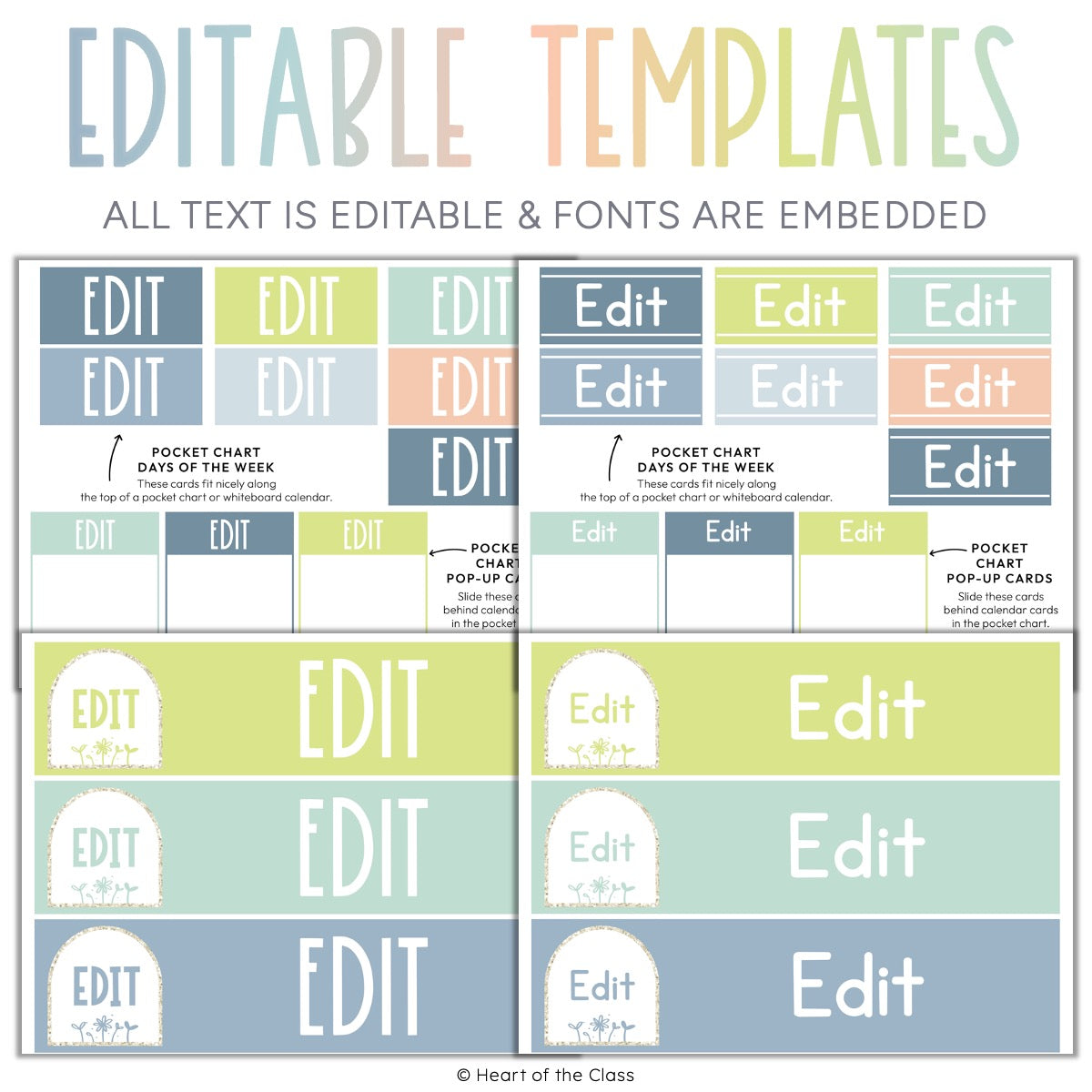 Hello Calm Pastels Classroom Calendar Editable Templates