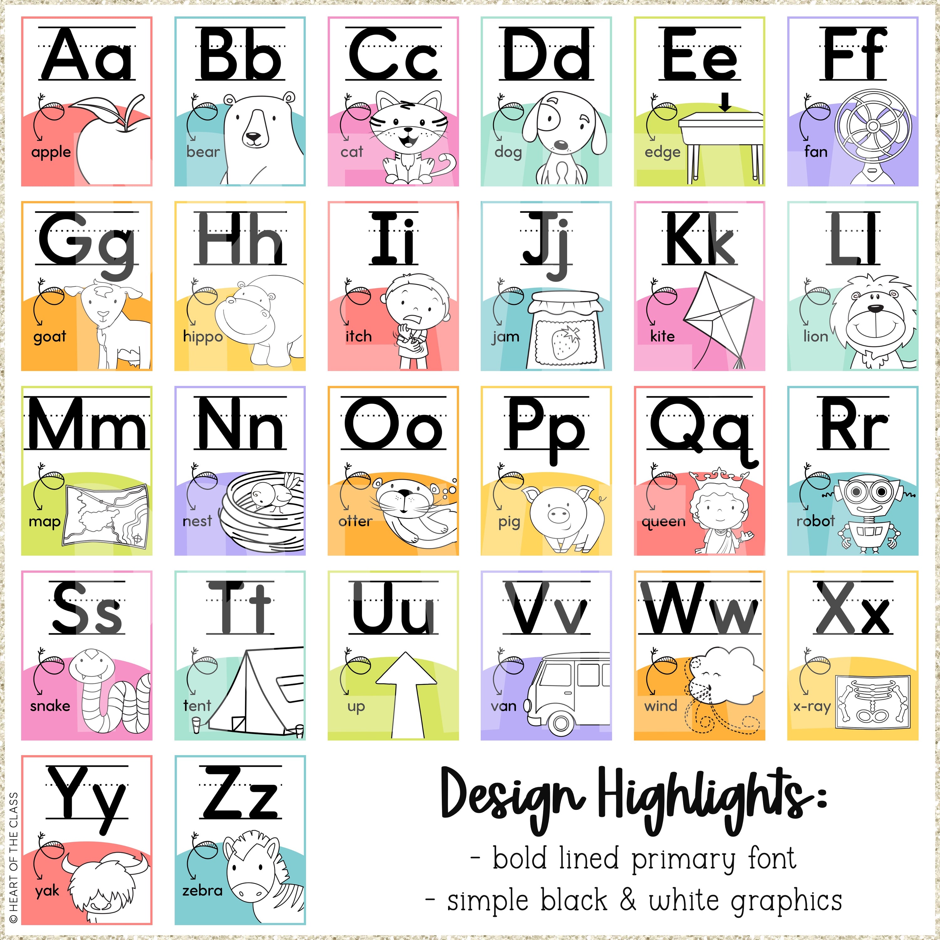 Hello Brights Alphabet Posters