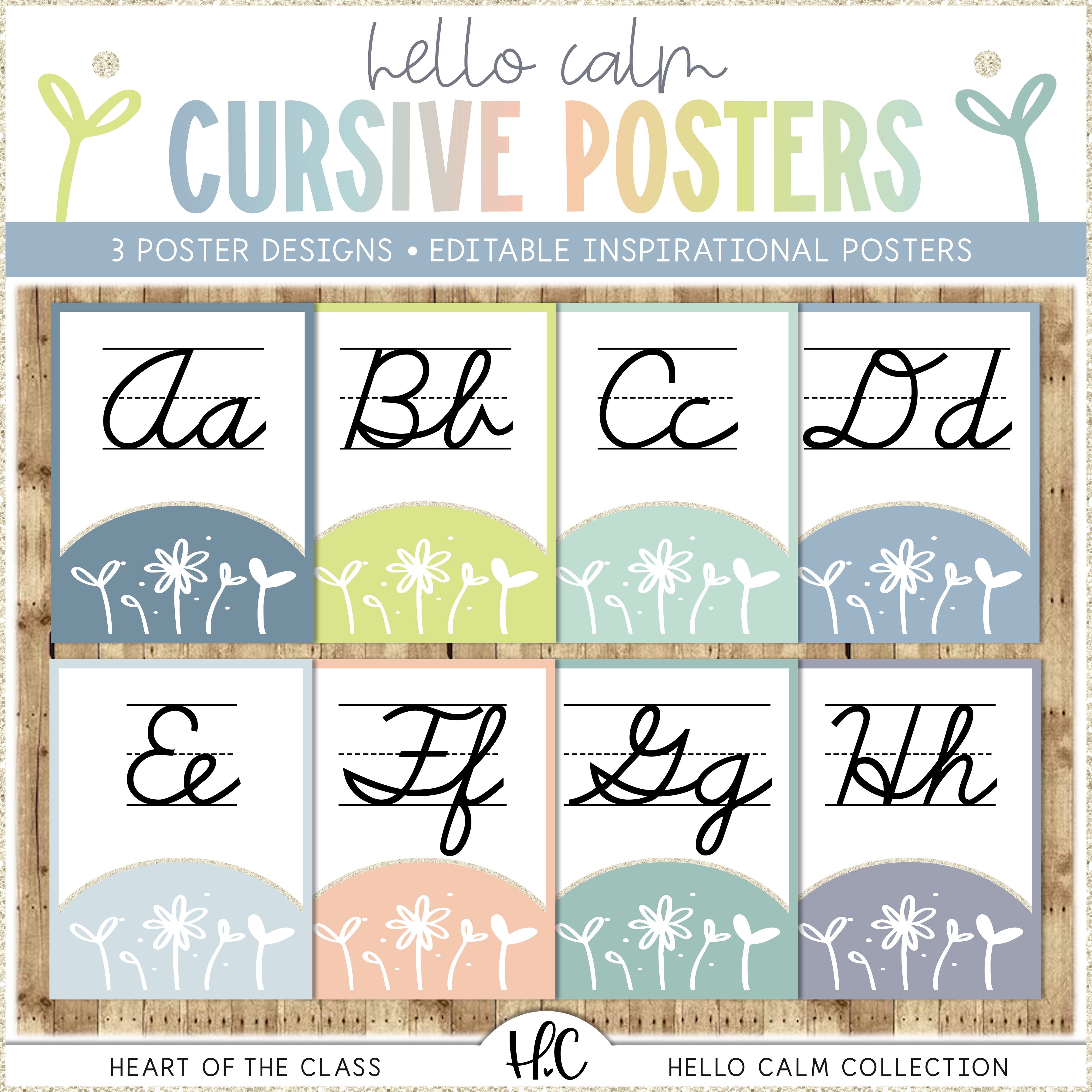 Calm In Cursive Hello Calm Classroom Cursive Alphabet Posters – Heart of the Class