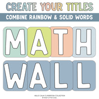 Math Wall Bulletin Board Display Letters for a Calm Classroom Theme