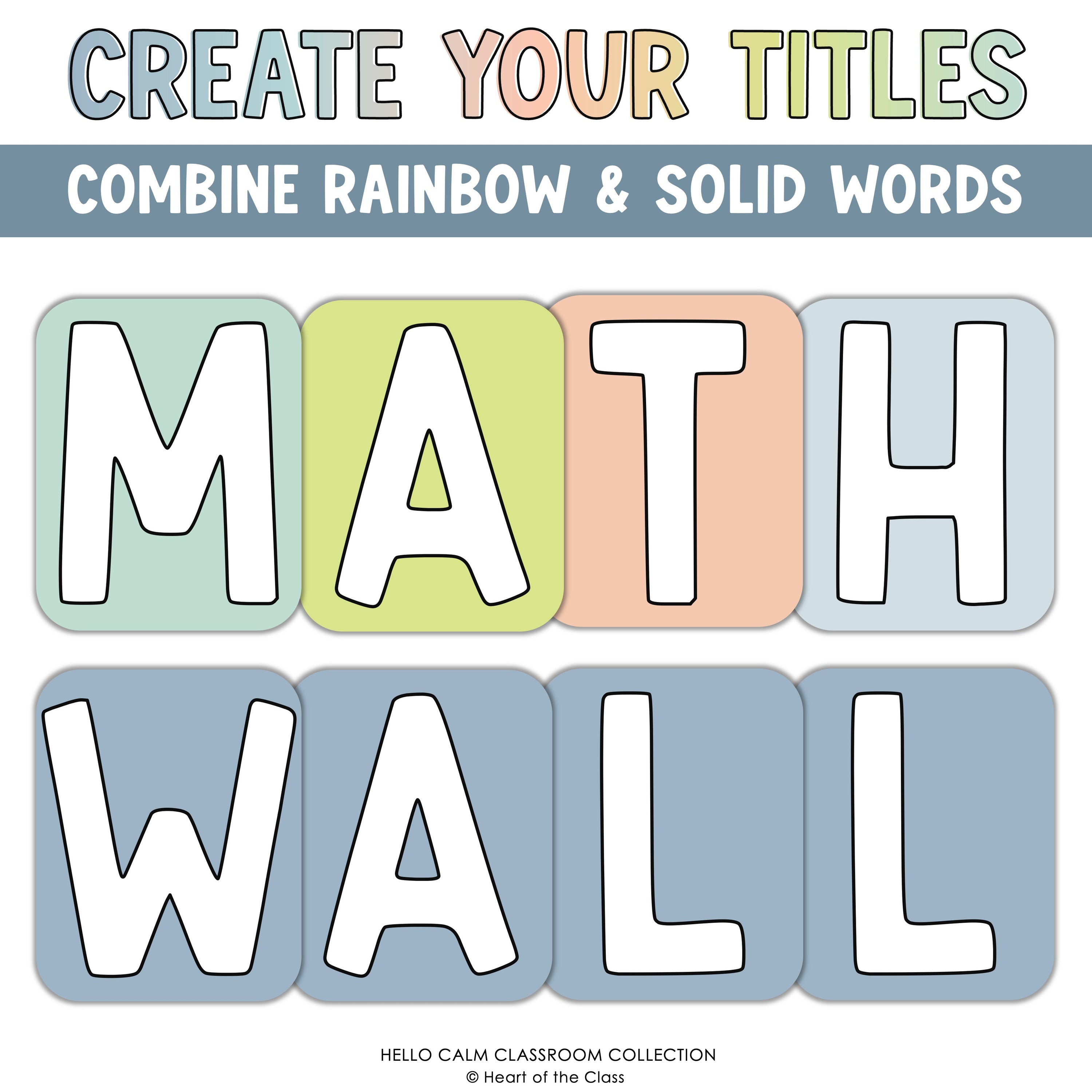 Math Wall Bulletin Board Display Letters for a Calm Classroom Theme