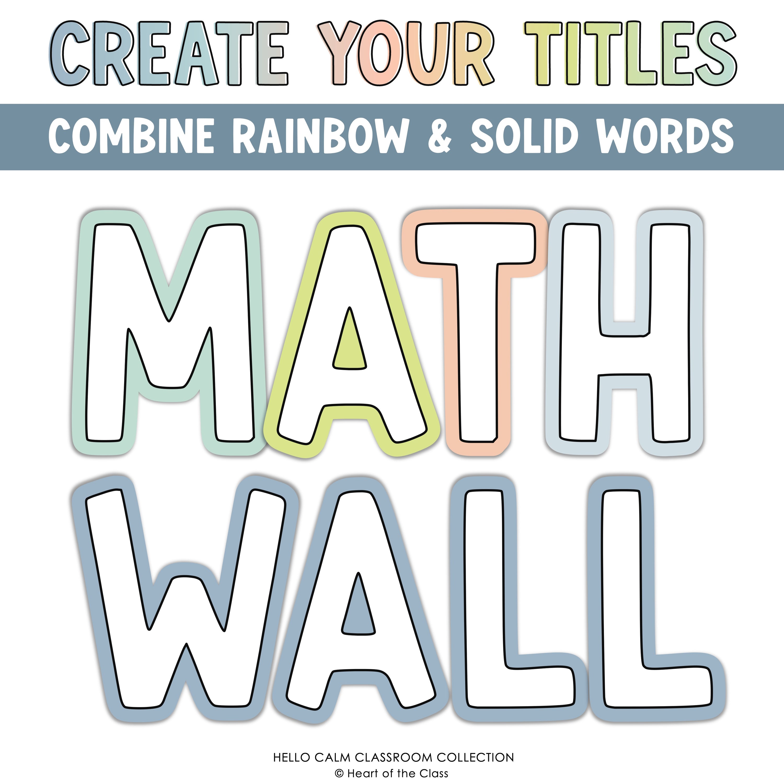 Math Wall Bulletin Board Display Letters from Hello Calm Classroom Decor Theme