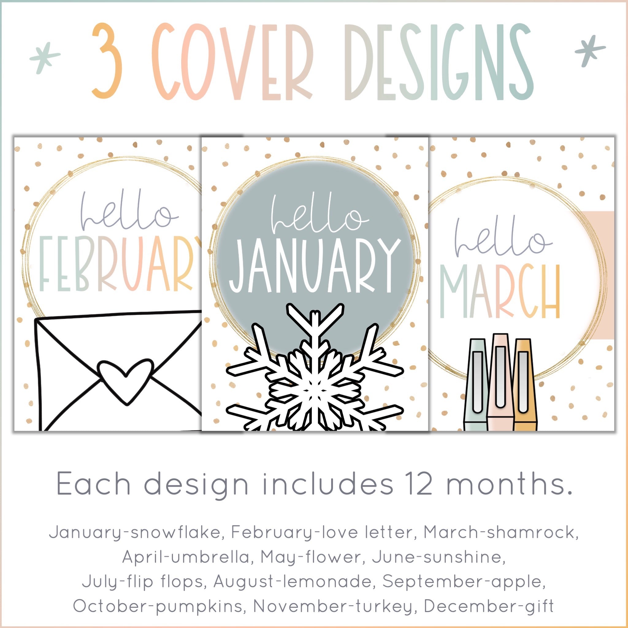 Hello Calm Monthly Binder Covers
