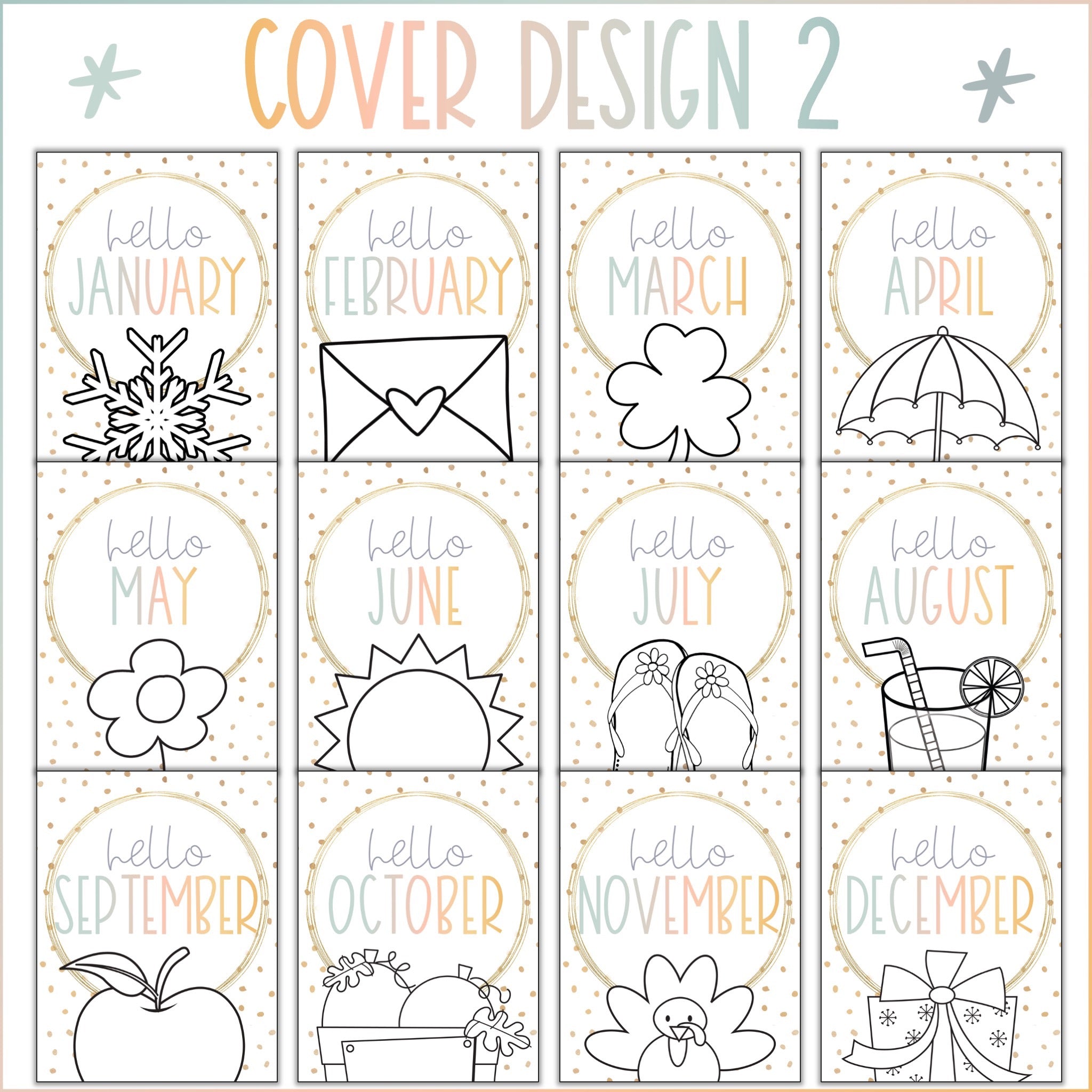 Hello Calm Monthly Binder Covers