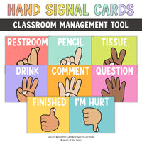 Classroom Management Hand Signal Posters with multicultural hands