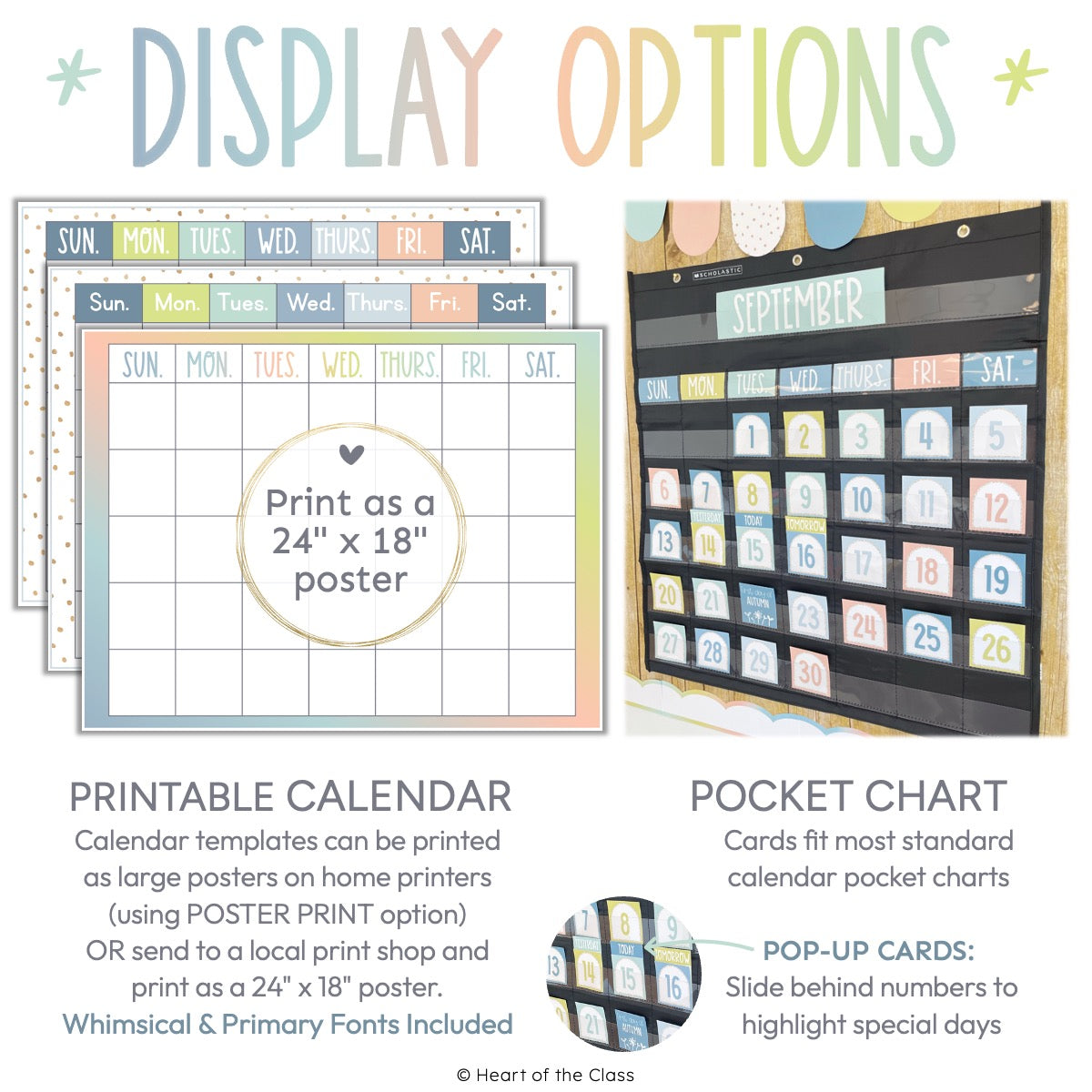 Pastel Classroom Decor Large Printable Calendar Templates