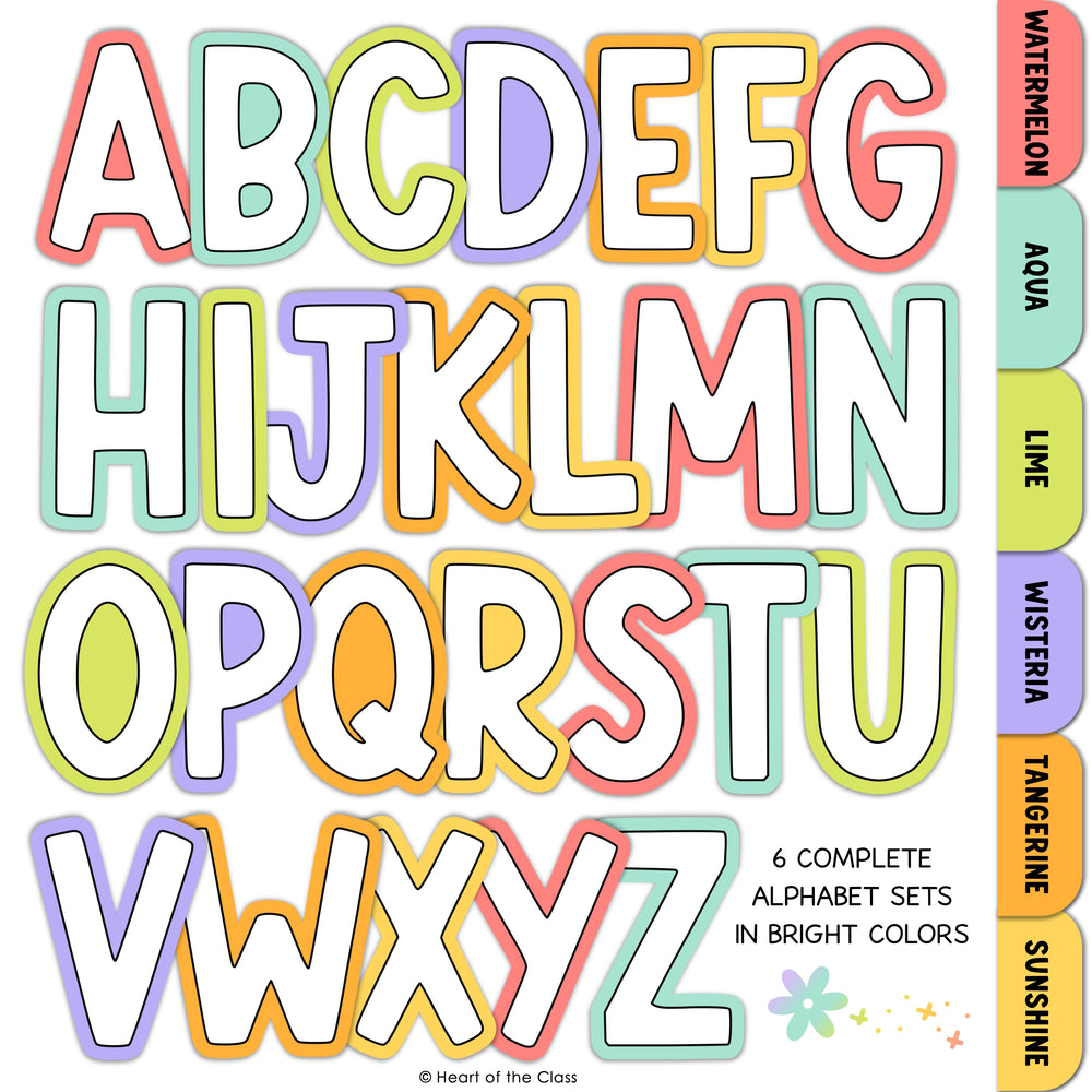 Hello Brights Printable Bulletin Board Letters in Bright Classroom Color Theme