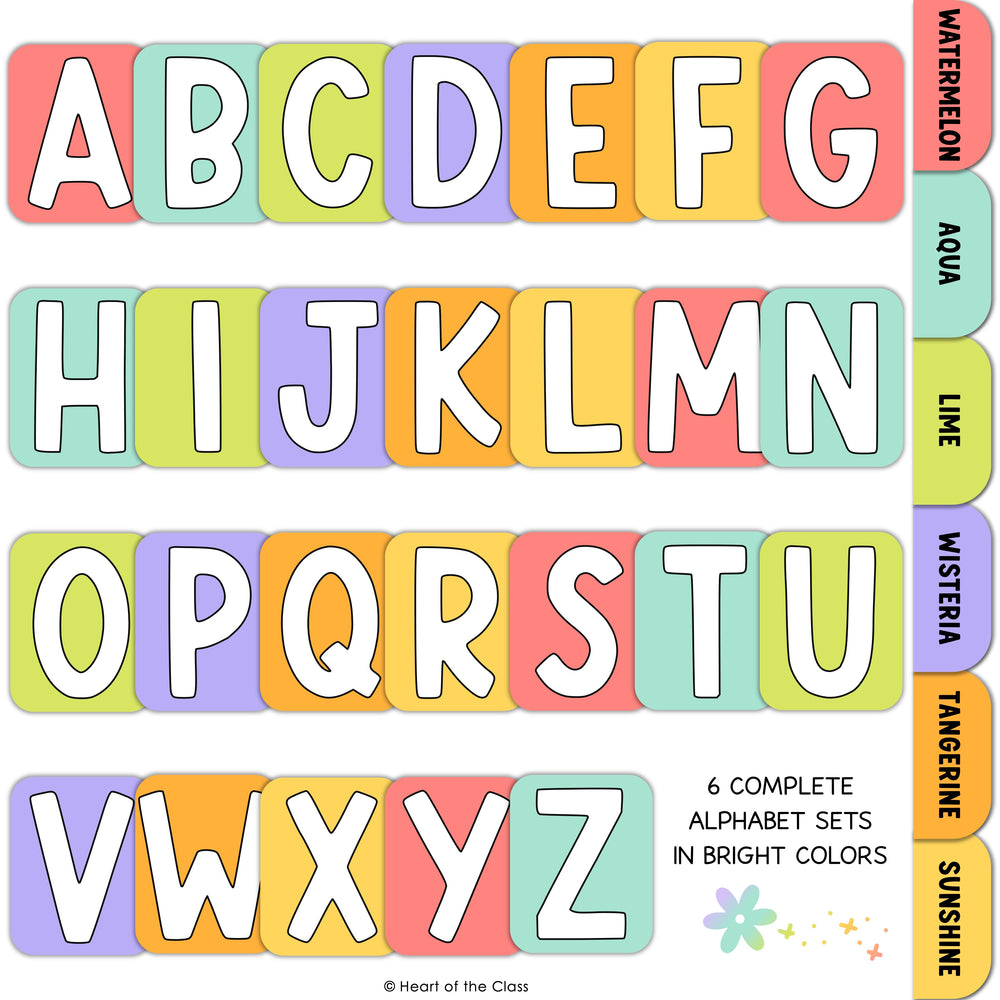 Happy Bright Classroom Decor Printable Bulletin Board Letters in 6 Bright Classroom Colors