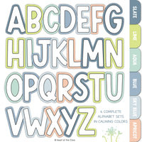 Printable bulletin board letters in calm classroom color scheme