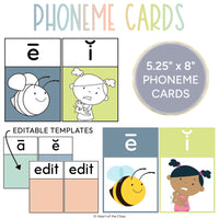 Printable Phoneme Cards for Classroom Sound Wall with Pastel Calm Colors