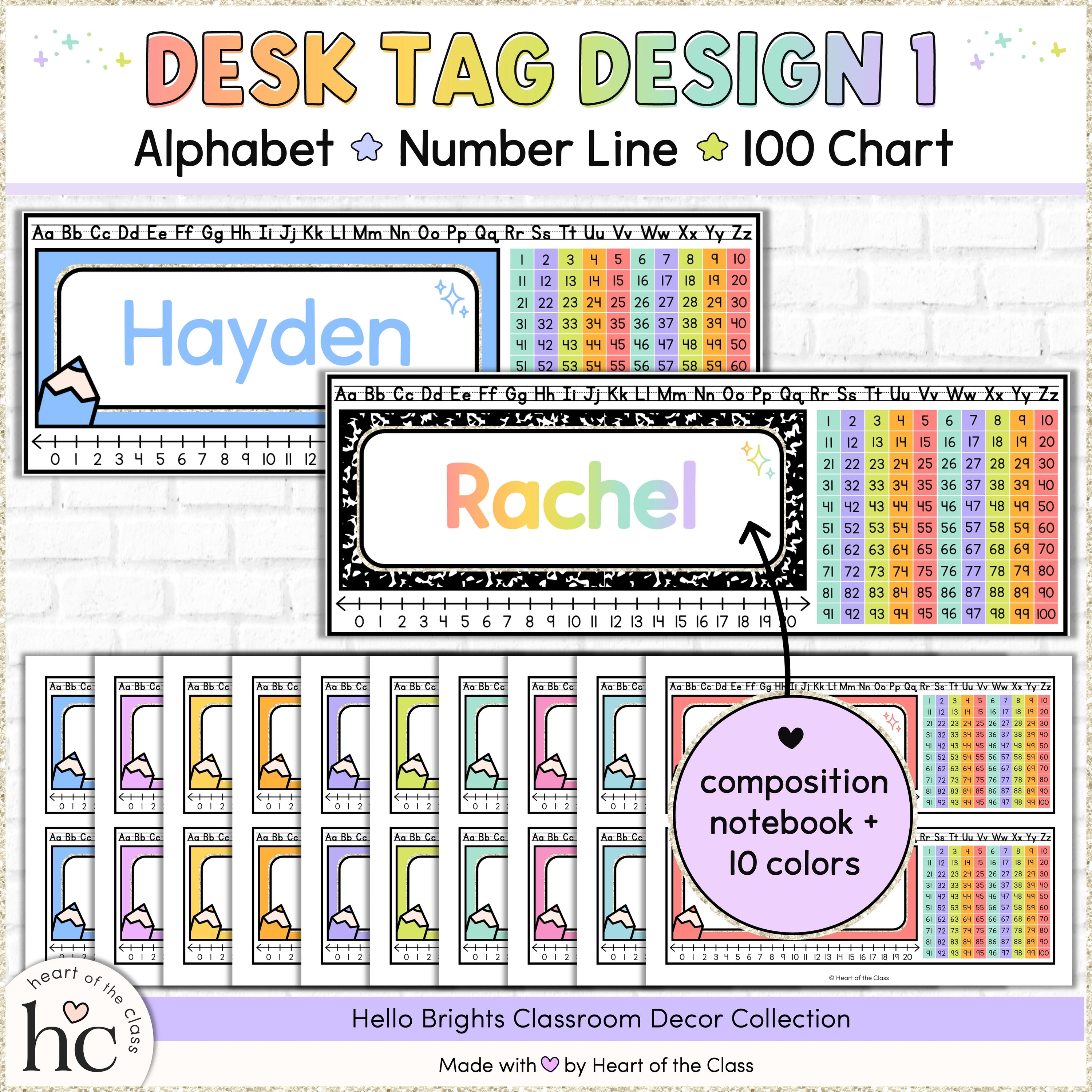 Hello Brights Desk Name Tags