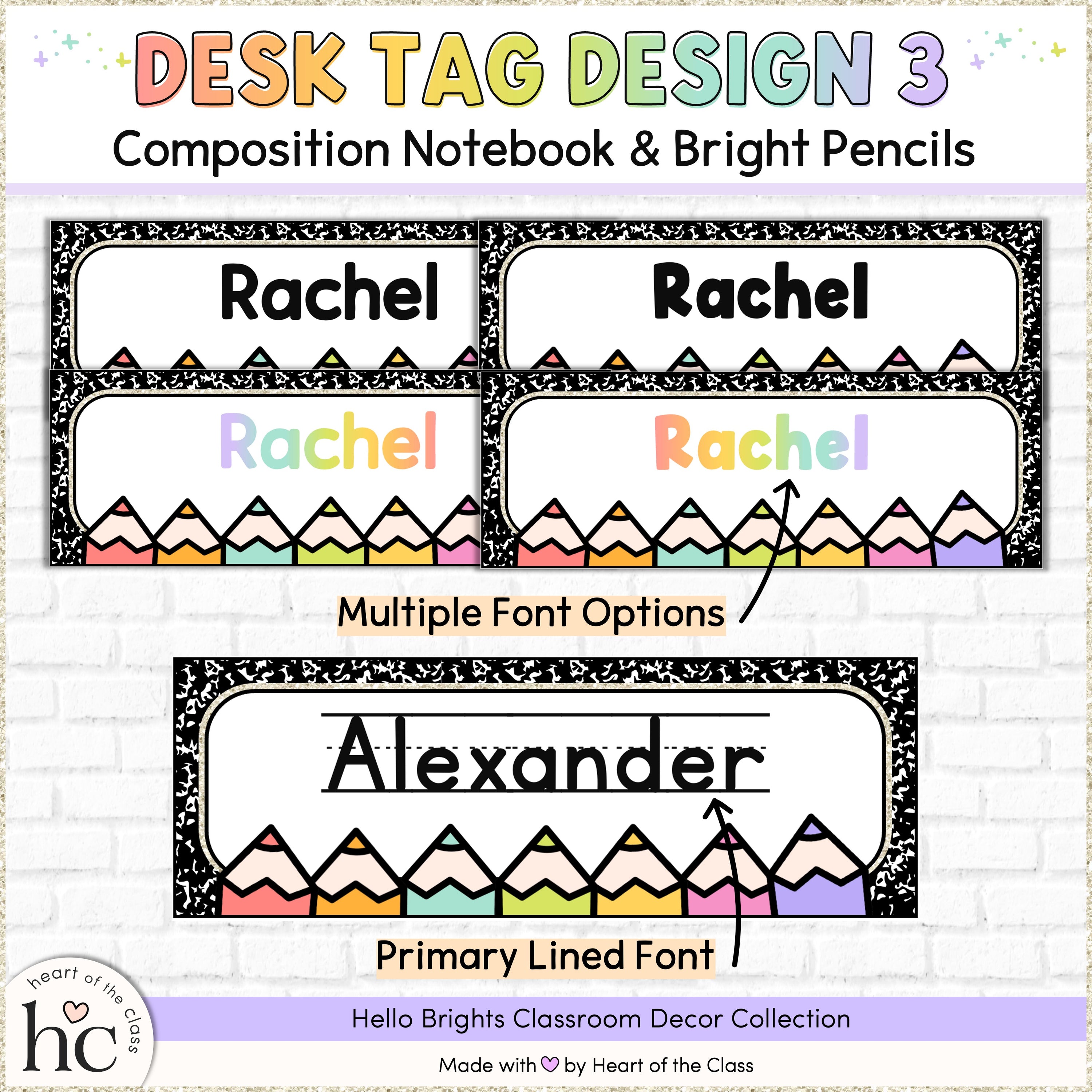 Hello Brights Desk Name Tags