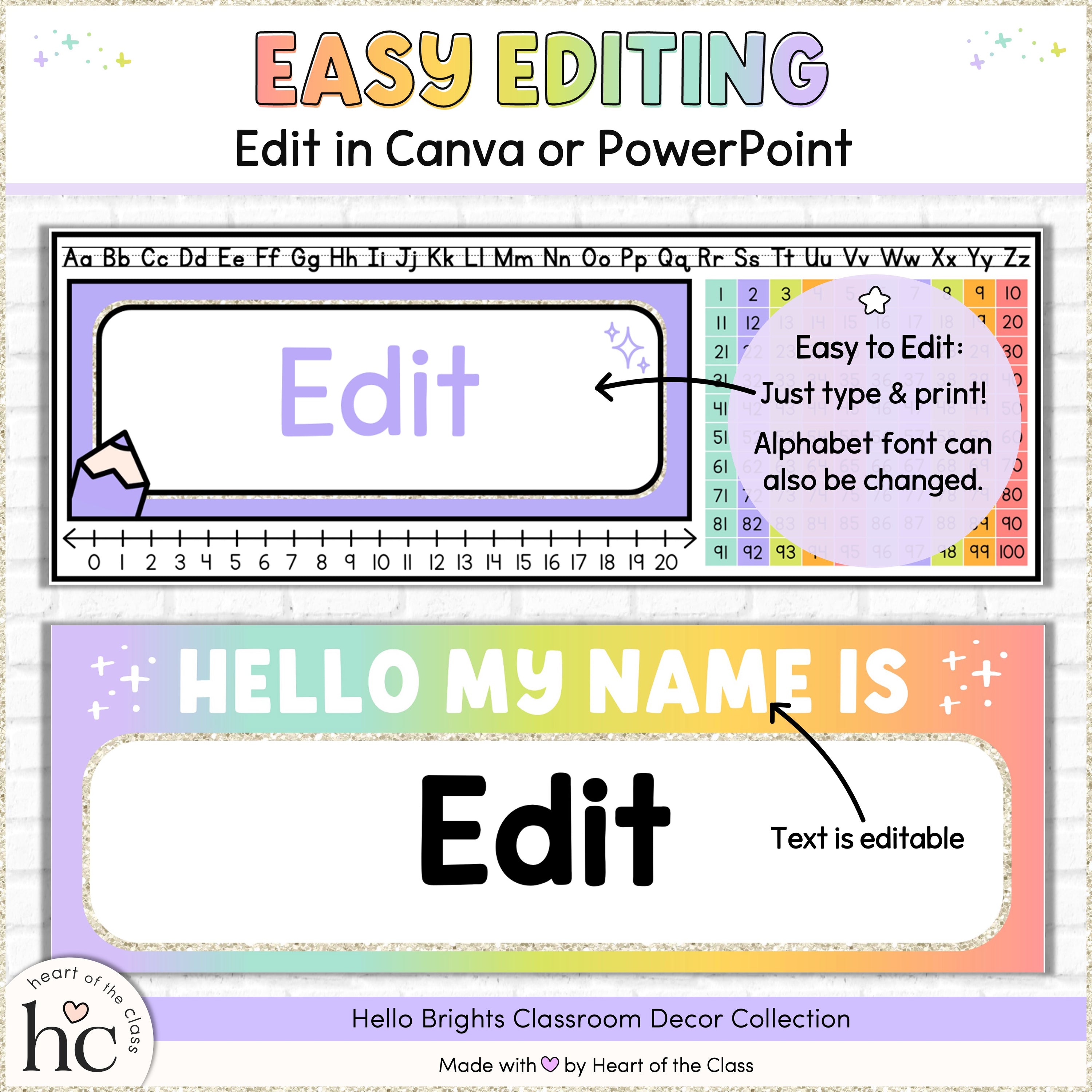 Hello Brights Desk Name Tags