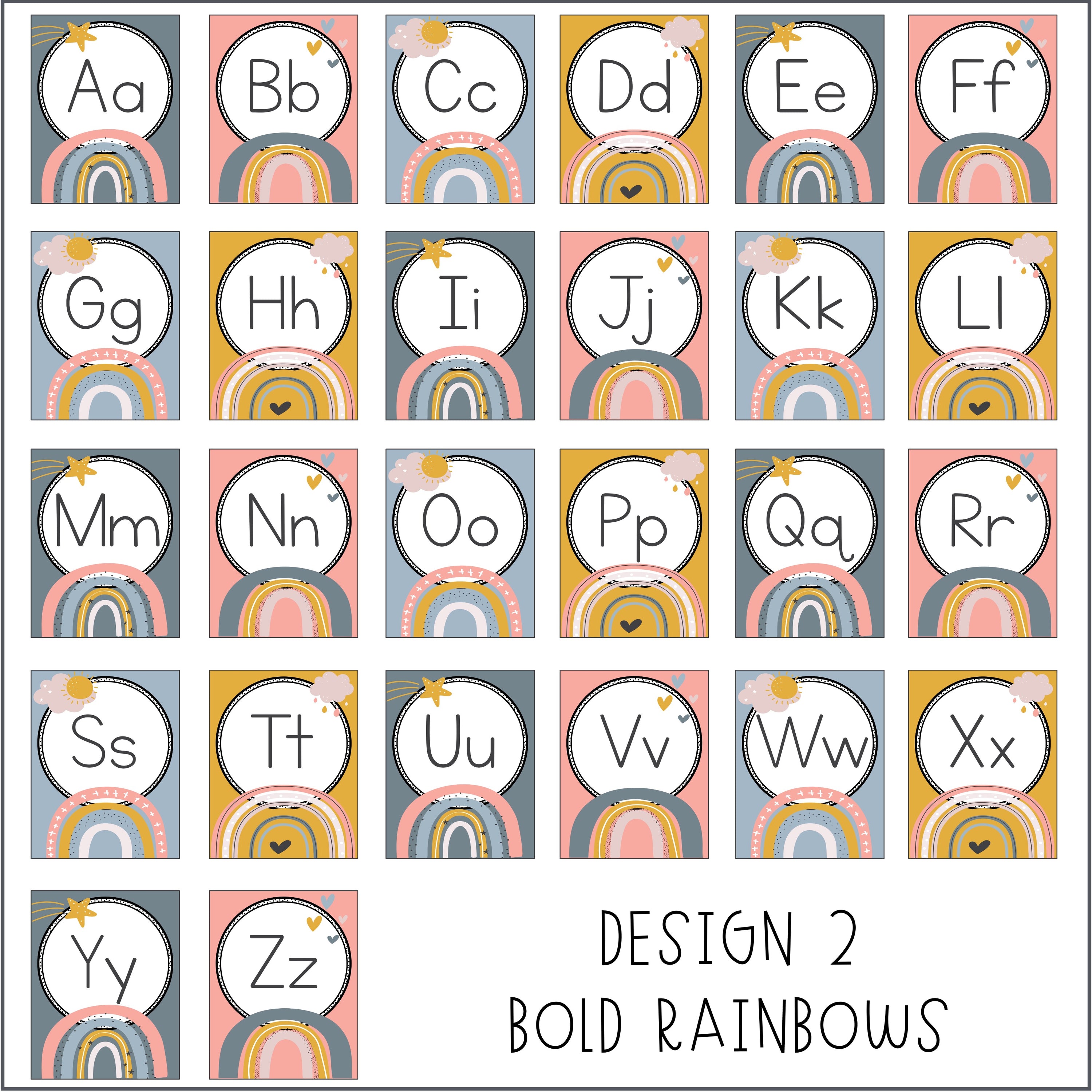 Boho Rainbow Alphabet Posters