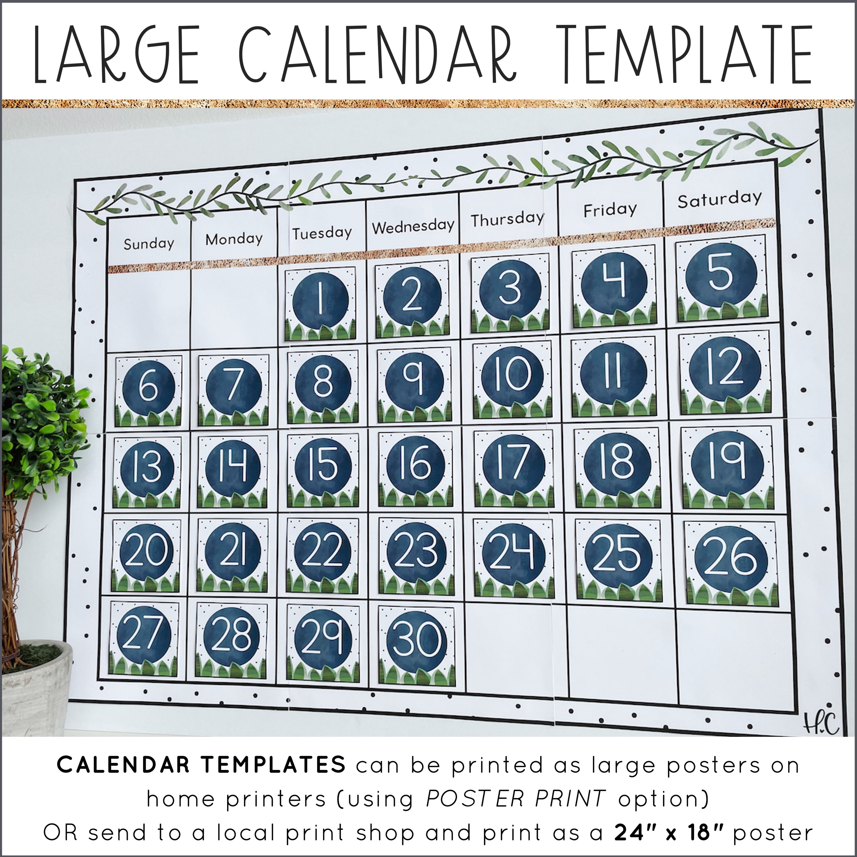 Modern Boho Classroom Calendar