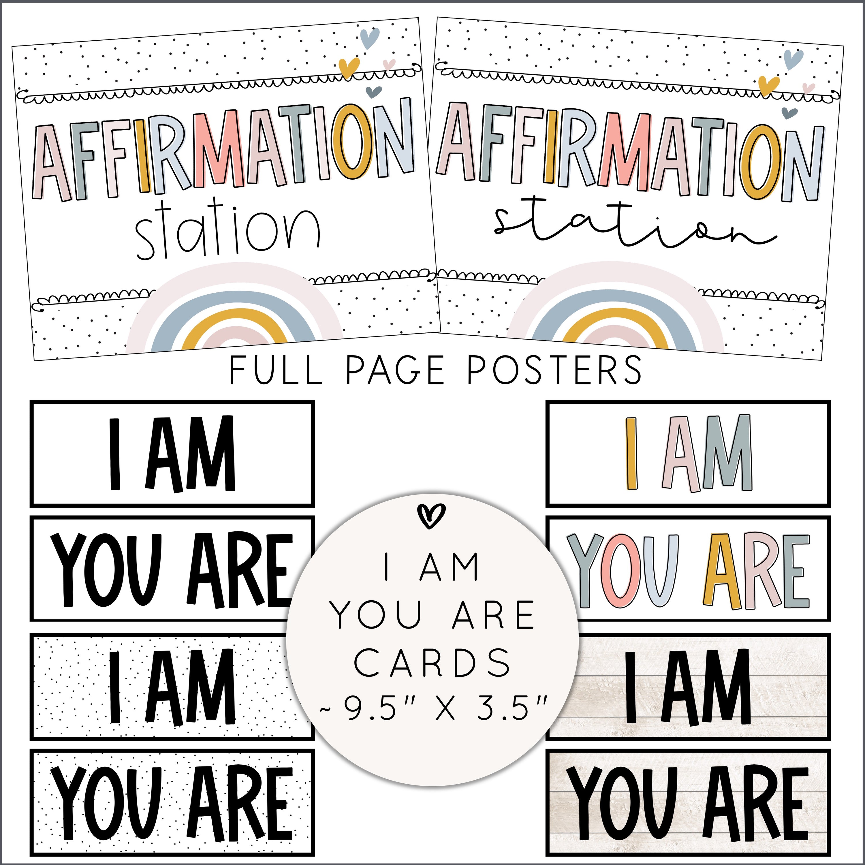 Boho Rainbow Classroom Affirmation Station