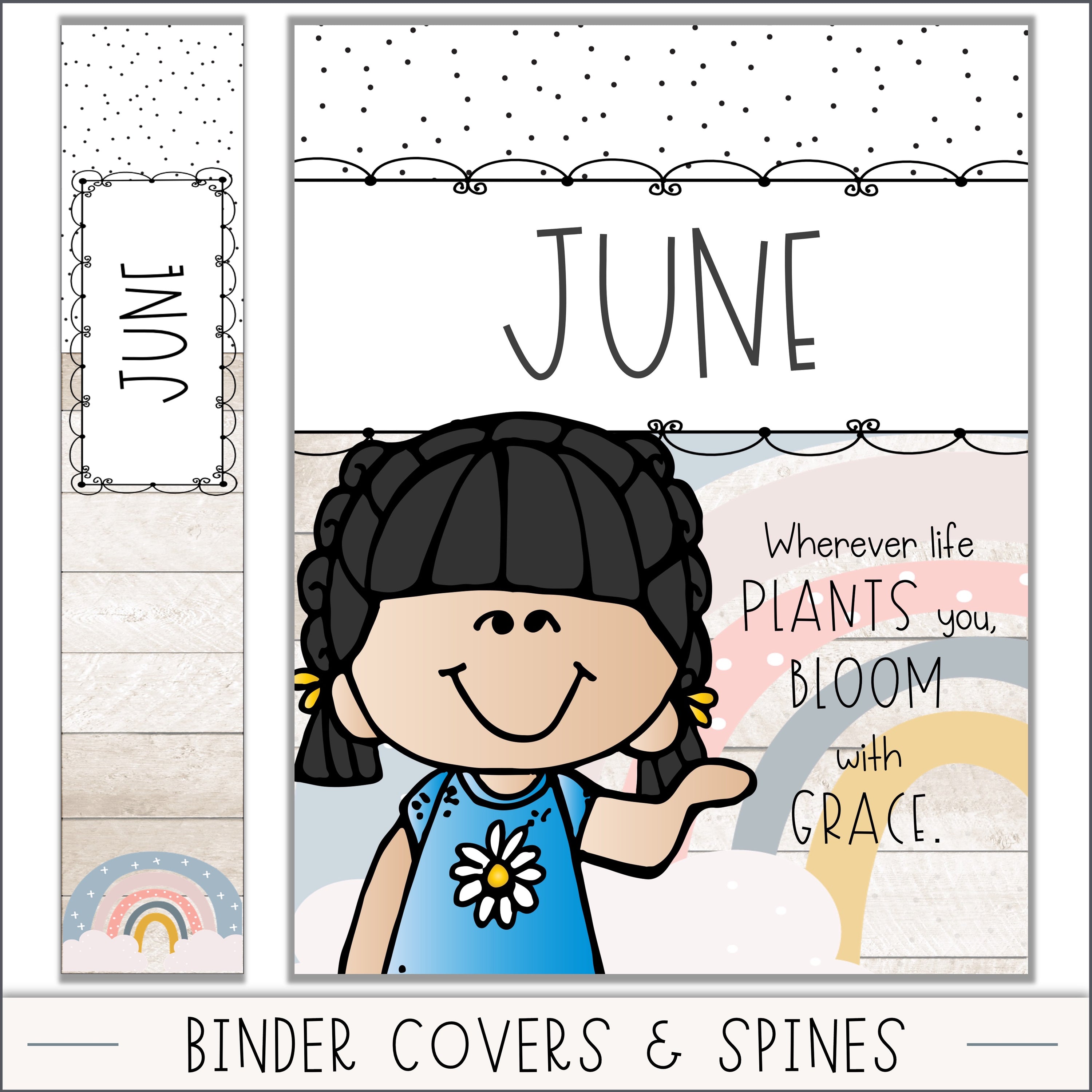 Boho Rainbow Monthly Binder Covers