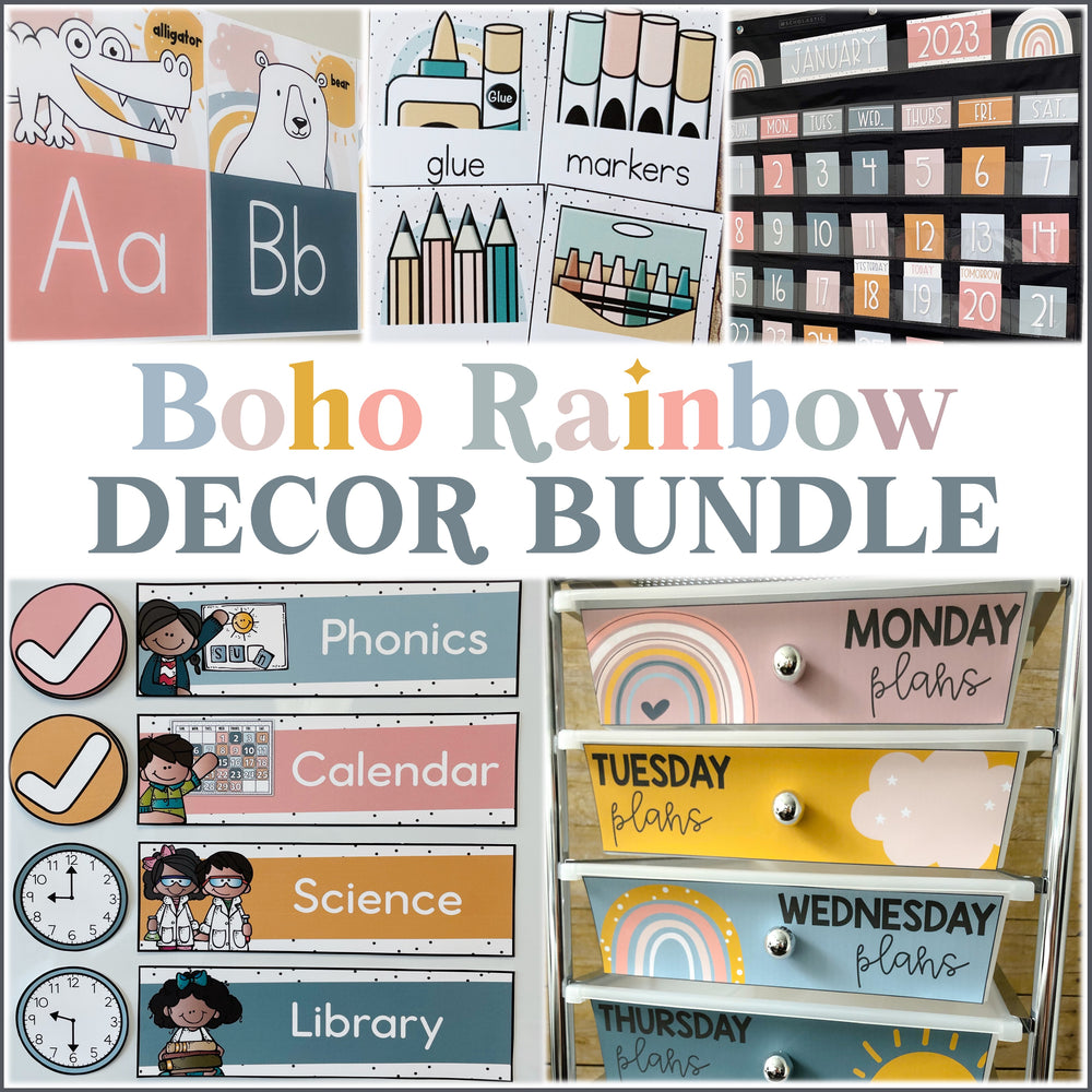 Boho Rainbow Classroom Decor BUNDLE