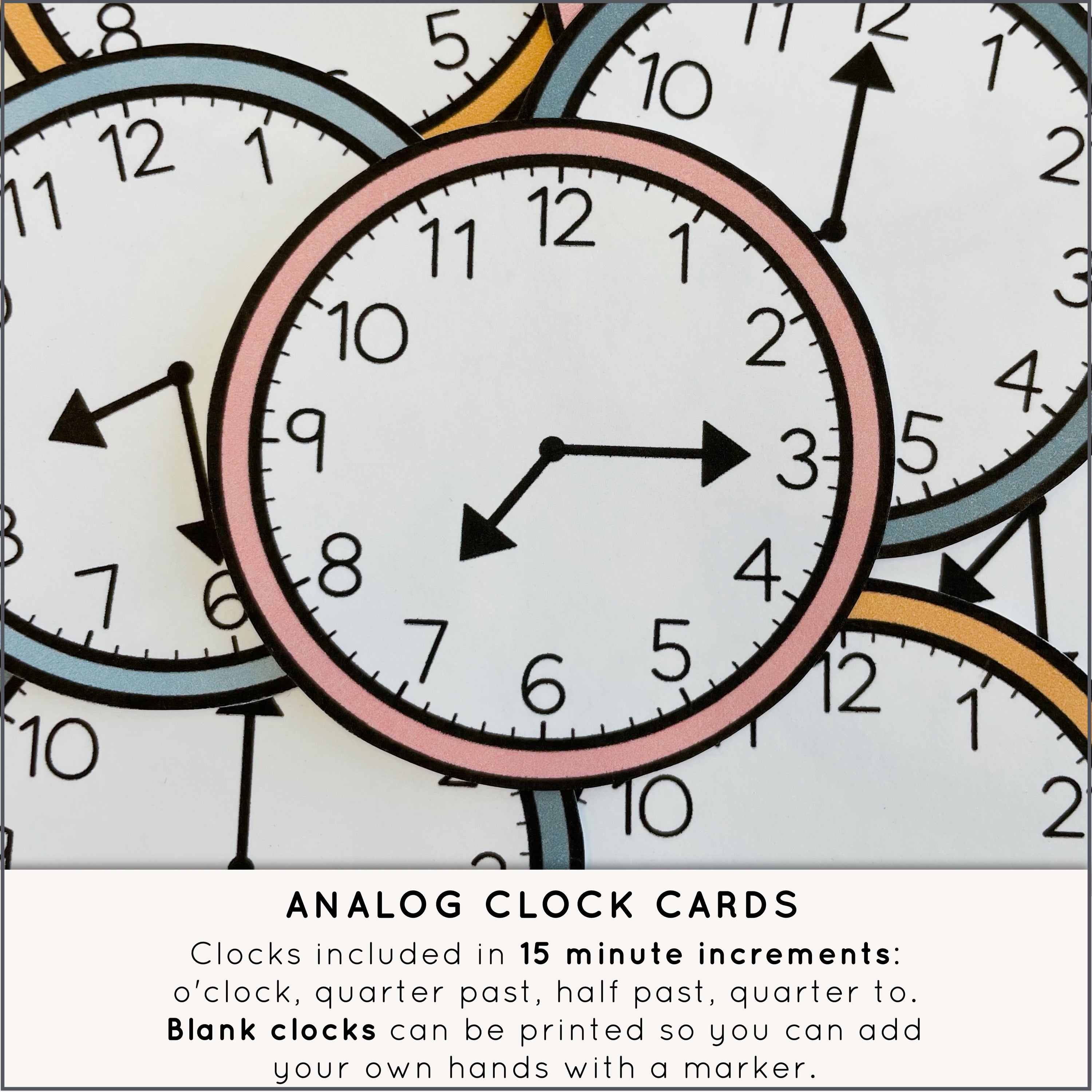 Classroom Schedule Cards with Analog and Digital Clocks