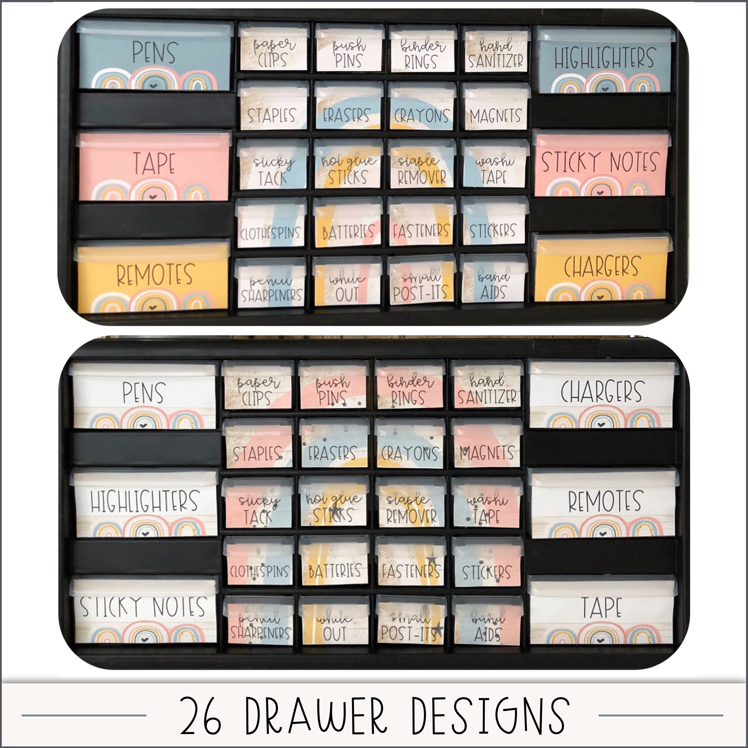 Boho Rainbow Teacher Toolbox Labels