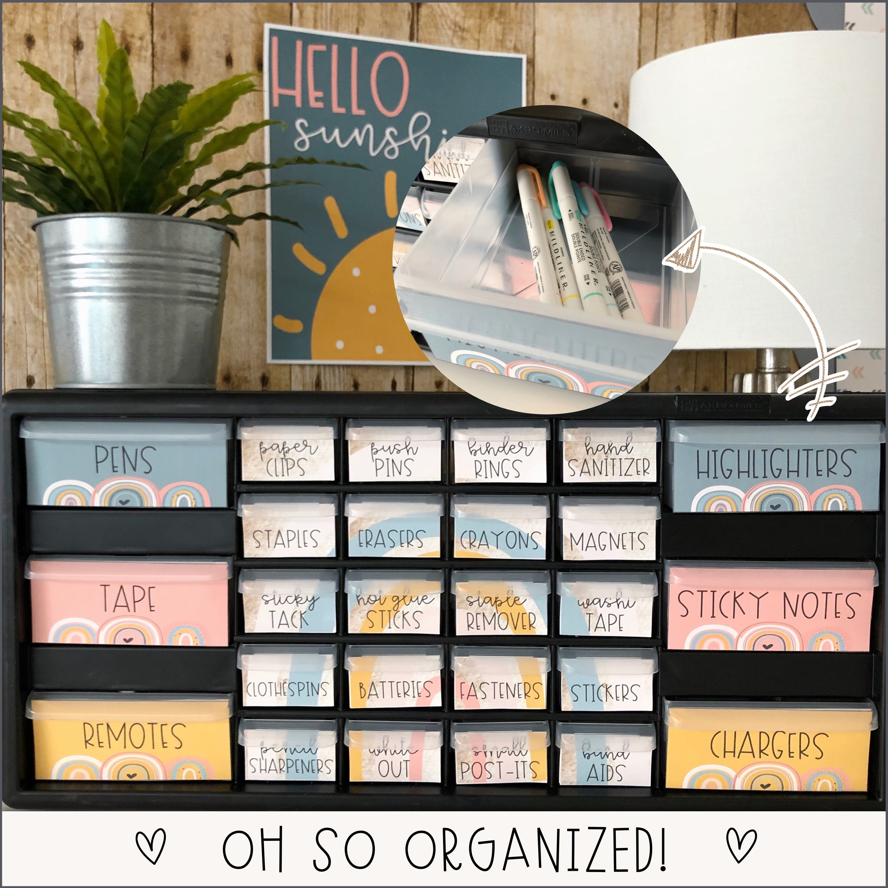 Boho Rainbow Teacher Toolbox Labels